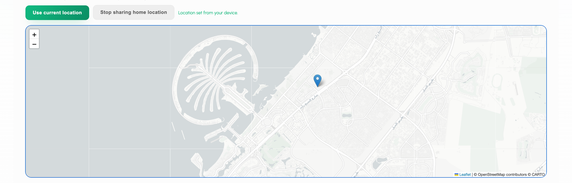 Setting your home pick-up location on the map